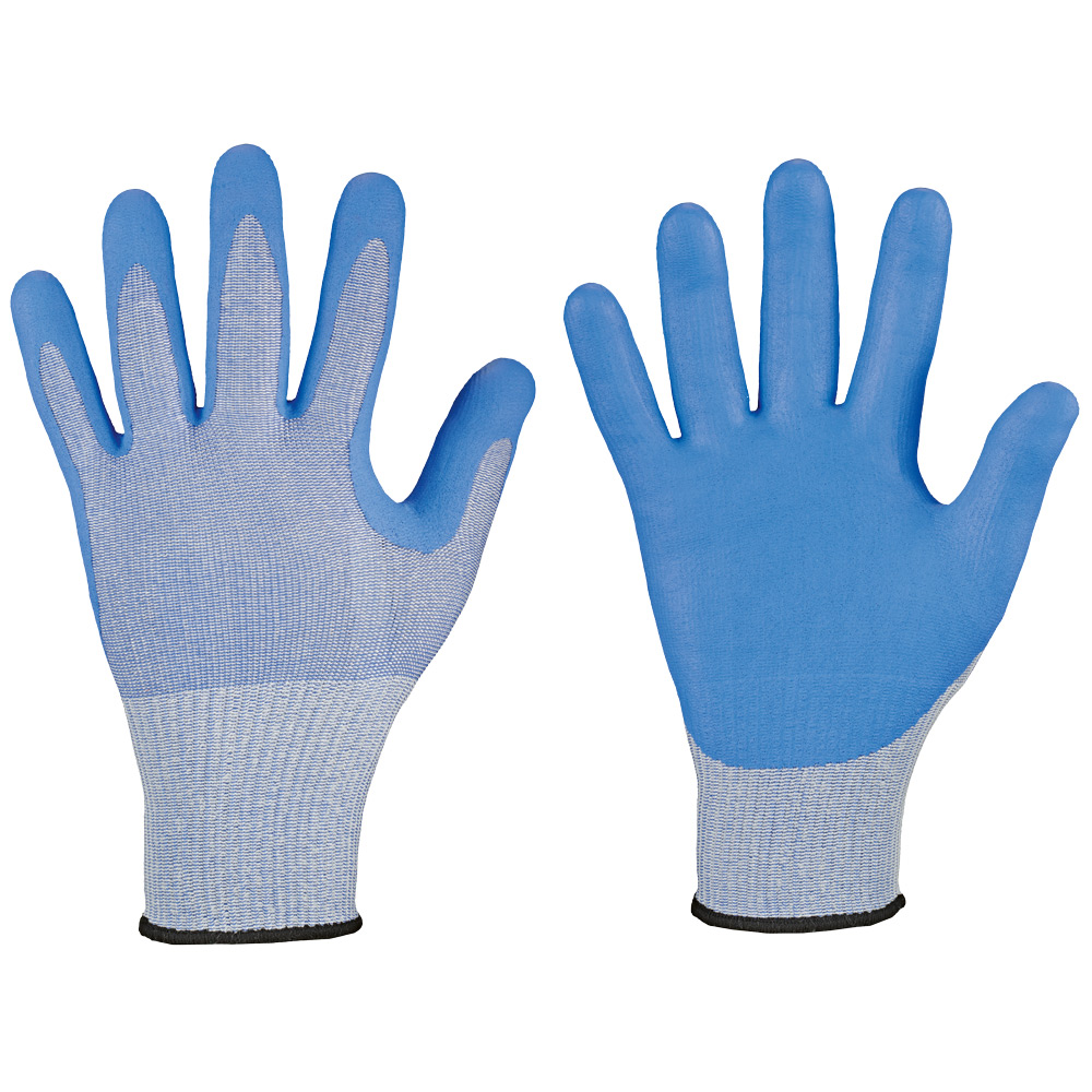 F-F-FELDTMANN-Handschutz, SCHNITTSCHUTZ-Feinstrick-Handschuh, *ANCHORAGE*, NAHTLOS, blau meliert