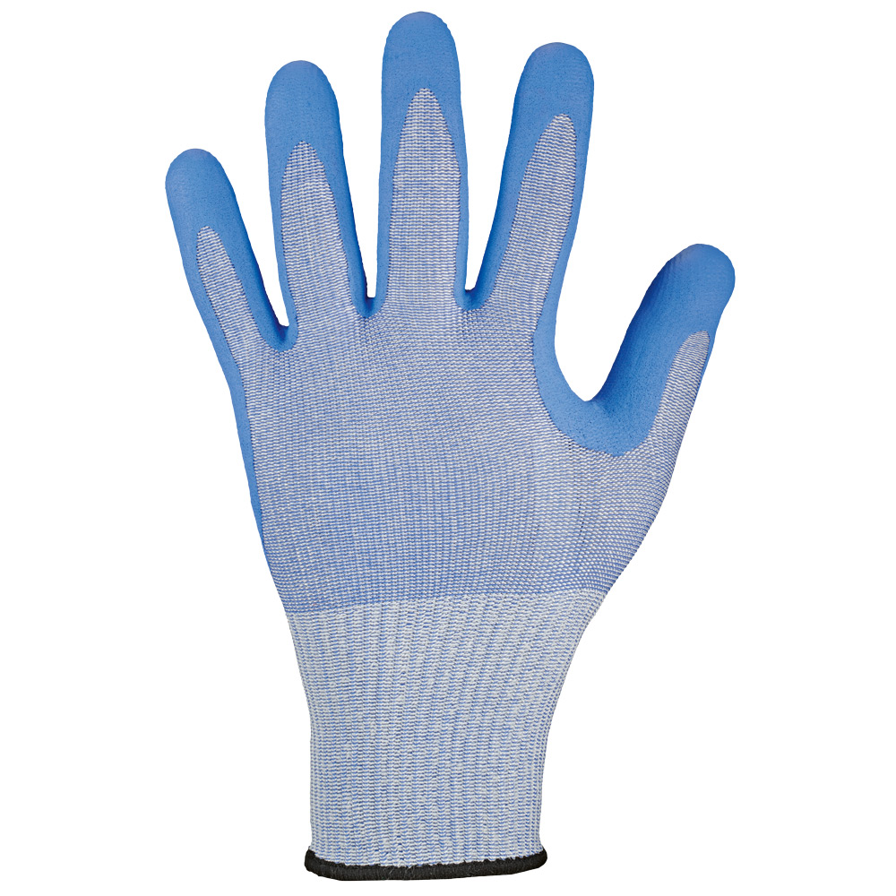 F-F-FELDTMANN-Handschutz, SCHNITTSCHUTZ-Feinstrick-Handschuh, *ANCHORAGE*, NAHTLOS, blau meliert
