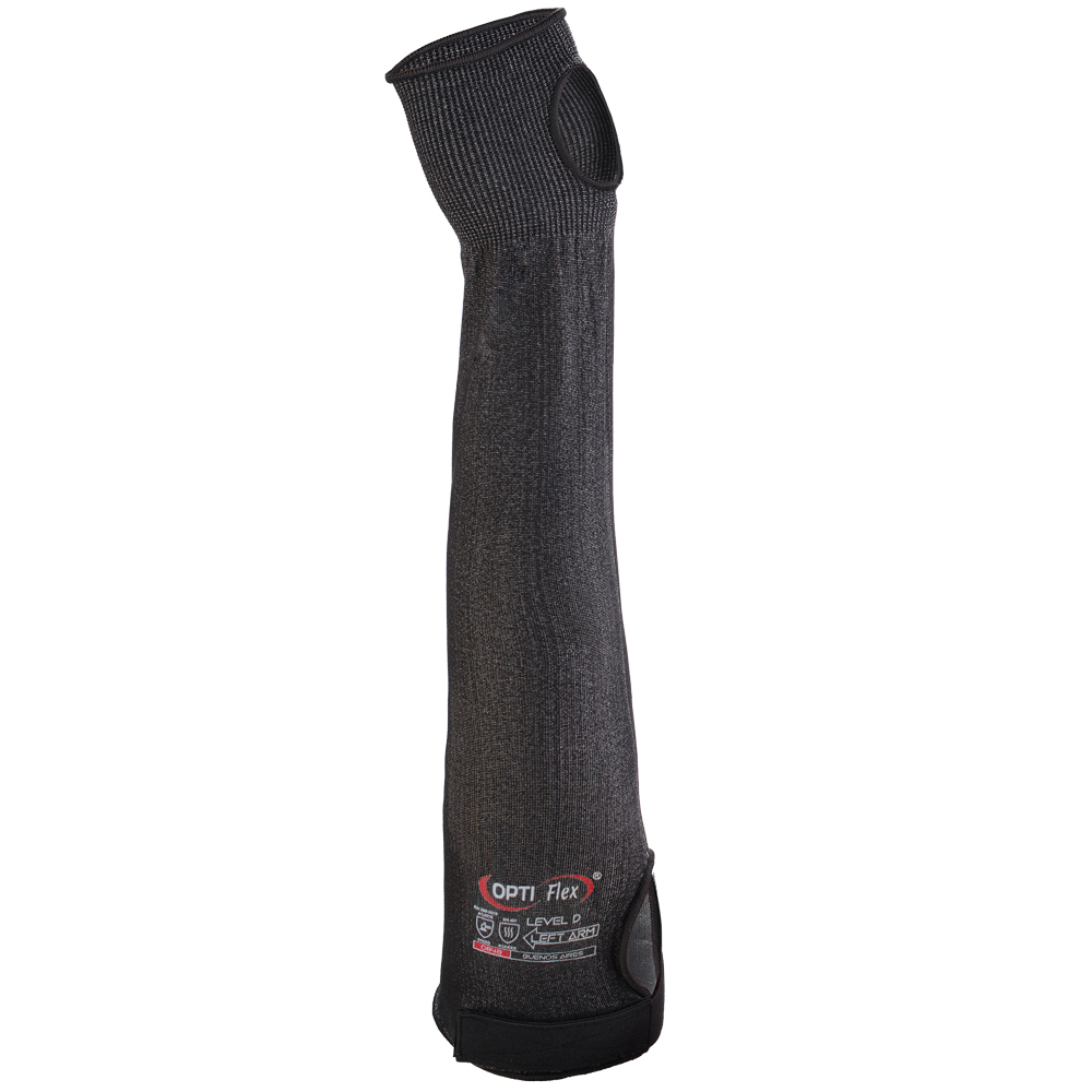 F-OPTIFLEX-Armschutz, Armschoner *BUENOS AIRES*, Schnitt- und Hitzeschutzliner, CAT2, schwarz melange, 45 cm, VE: 50 Stk.