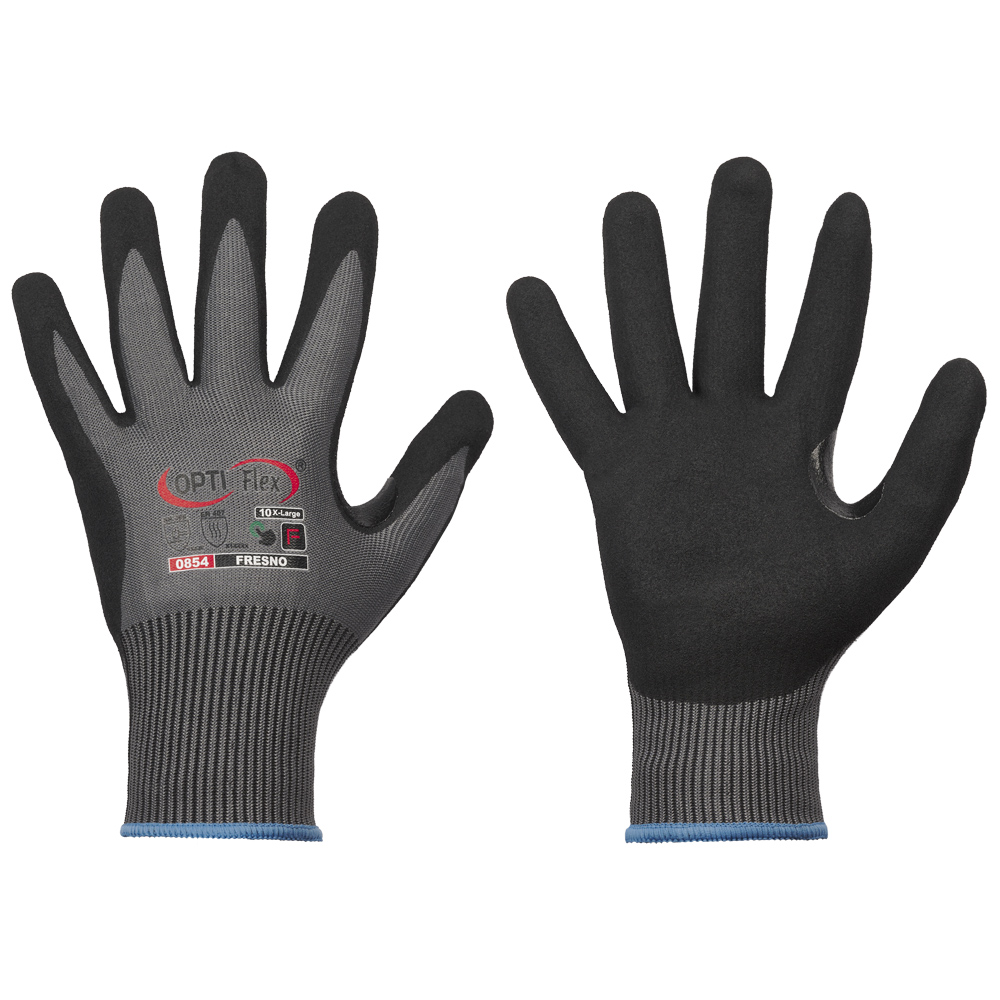 F-OPTIFLEX-Handschutz, Schnittschutz-Nylon-Arbeitshandschuhe, *FRESNO*, grau/schwarz