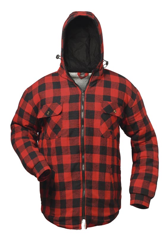 F-CRAFTLAND-Kälteschutz, Thermo-Hemd, *OREGON* mit Kapuze, rot/schwarz kariert