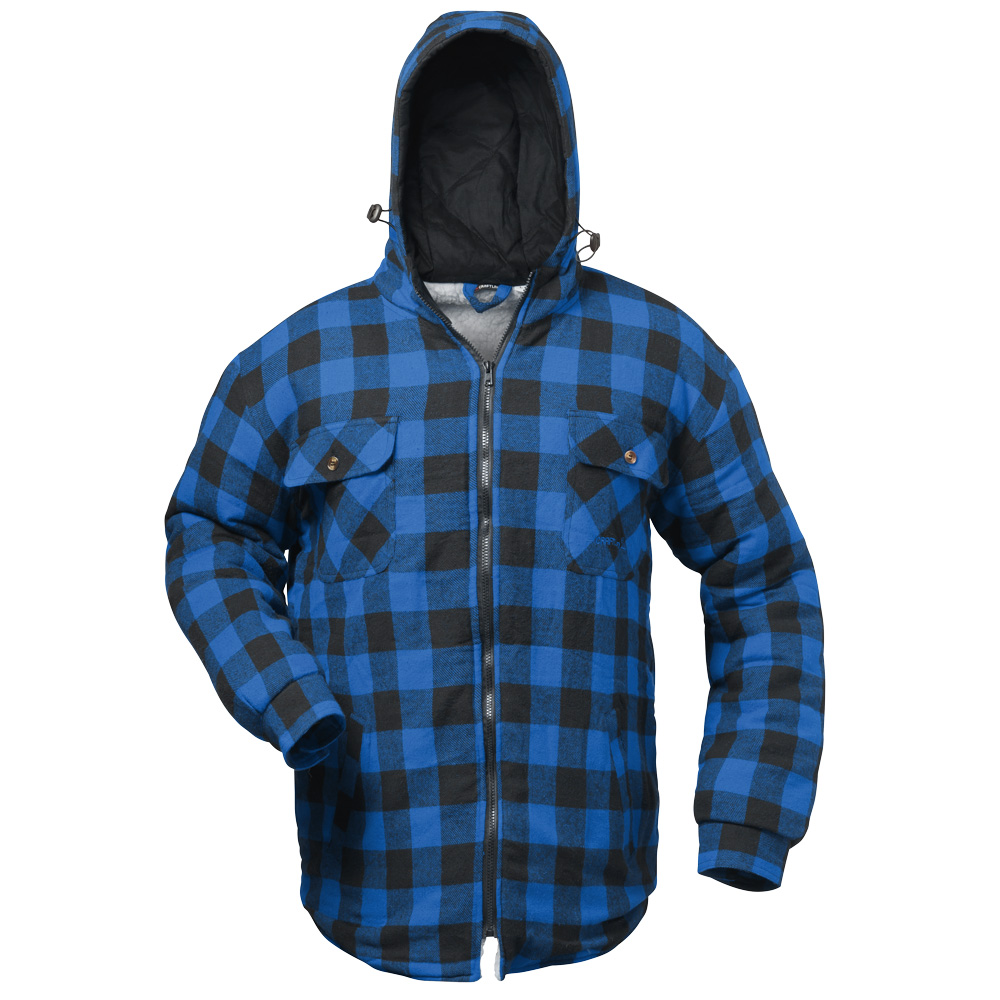 F-CRAFTLAND-Kälteschutz, Thermo-Hemd, *ALBERTA* mit Kapuze, blau/schwarz kariert