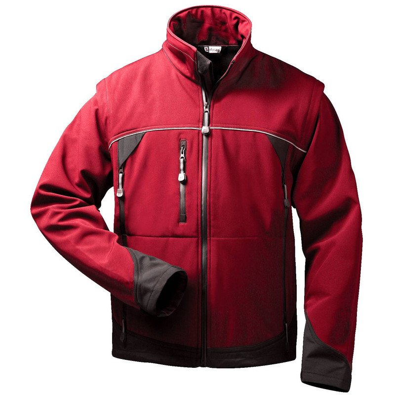F-ELYSEE-Kälteschutz, Softshell Winter-Arbeits-Berufs-Jacke, mit abnehmbaren Ärmeln, OMEGA, rot/sch
