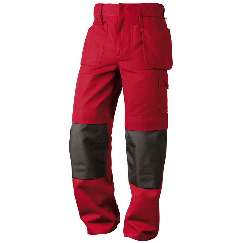 F-ELYSEE-Workwear, Canvas-Arbeits-Berufs-Bund-Hose, *RED HILL*, 320g/m², rot/schwarz