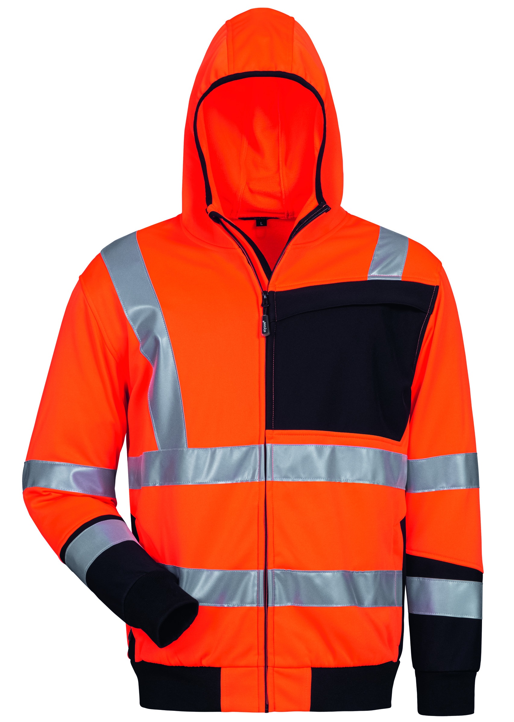 F-Feldtmann-Warnschutz, Winter-Warn-Jacke Sweatjacke JANTO orange schwarz