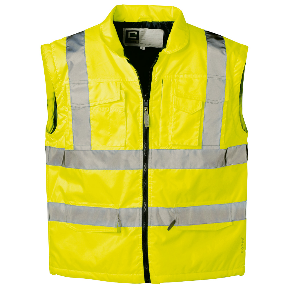 F-ELYSEE-Warnschutz, Warnschutz-2 in 1-Jacke, *BENJAMIN*, fluoreszierend gelb/marine abgesetzt