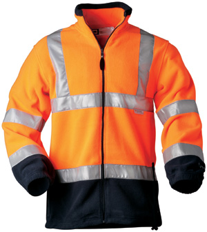 F-ELYSEE-Warnschutz-Fleece-Jacke, *BENEDIKT*, fluoreszierend orange/marine abgesetzt