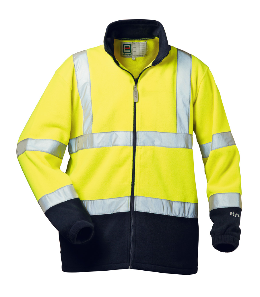 F-ELYSEE-Warnschutz-Fleece-Jacke, *VALENTIN*, fluoreszierend gelb/marine abgesetzt