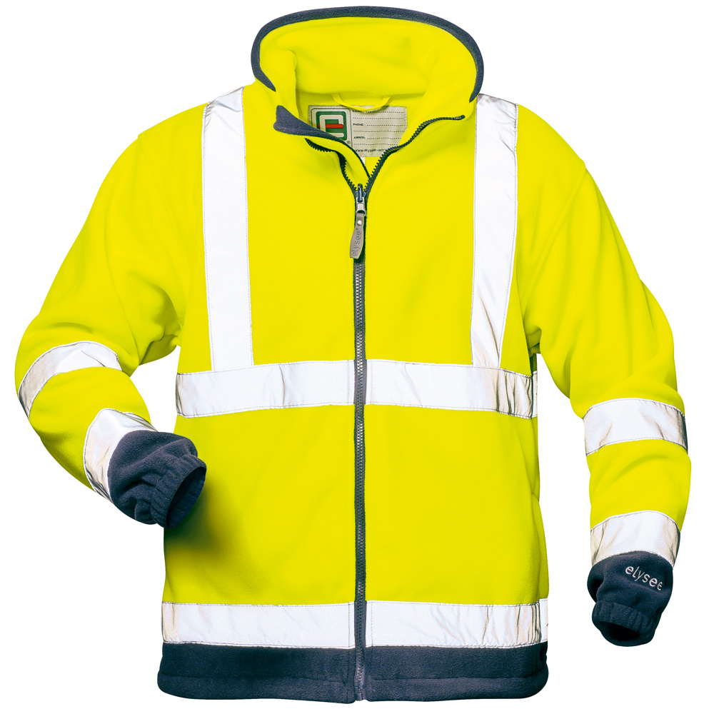 F-ELYSEE-Warnschutz, Warnschutz-Fleece-Jacke, *VALENTIN*, fluoreszierend gelb/marine abgesetzt
