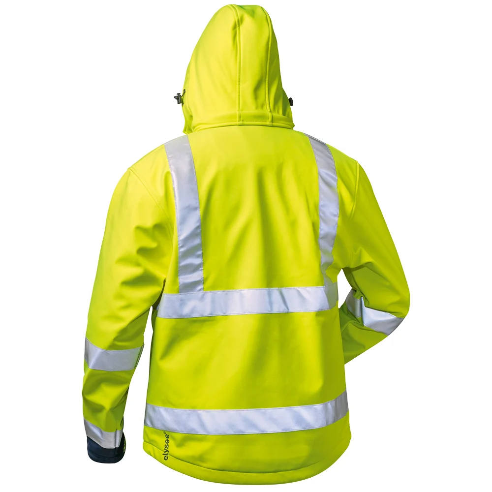 F-ELYSEE-Warnschutz, Warnschutz-Softshell Jacke, *LIAM*, fluoreszierend gelb/marine