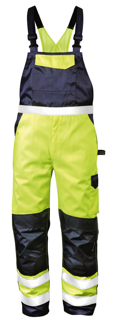 F ELYSEE Warnschutzlatzhose Arbeitslatzhose Warnhose Warnkleidung MAREK fluoreszierend gelb marine abgesetzt