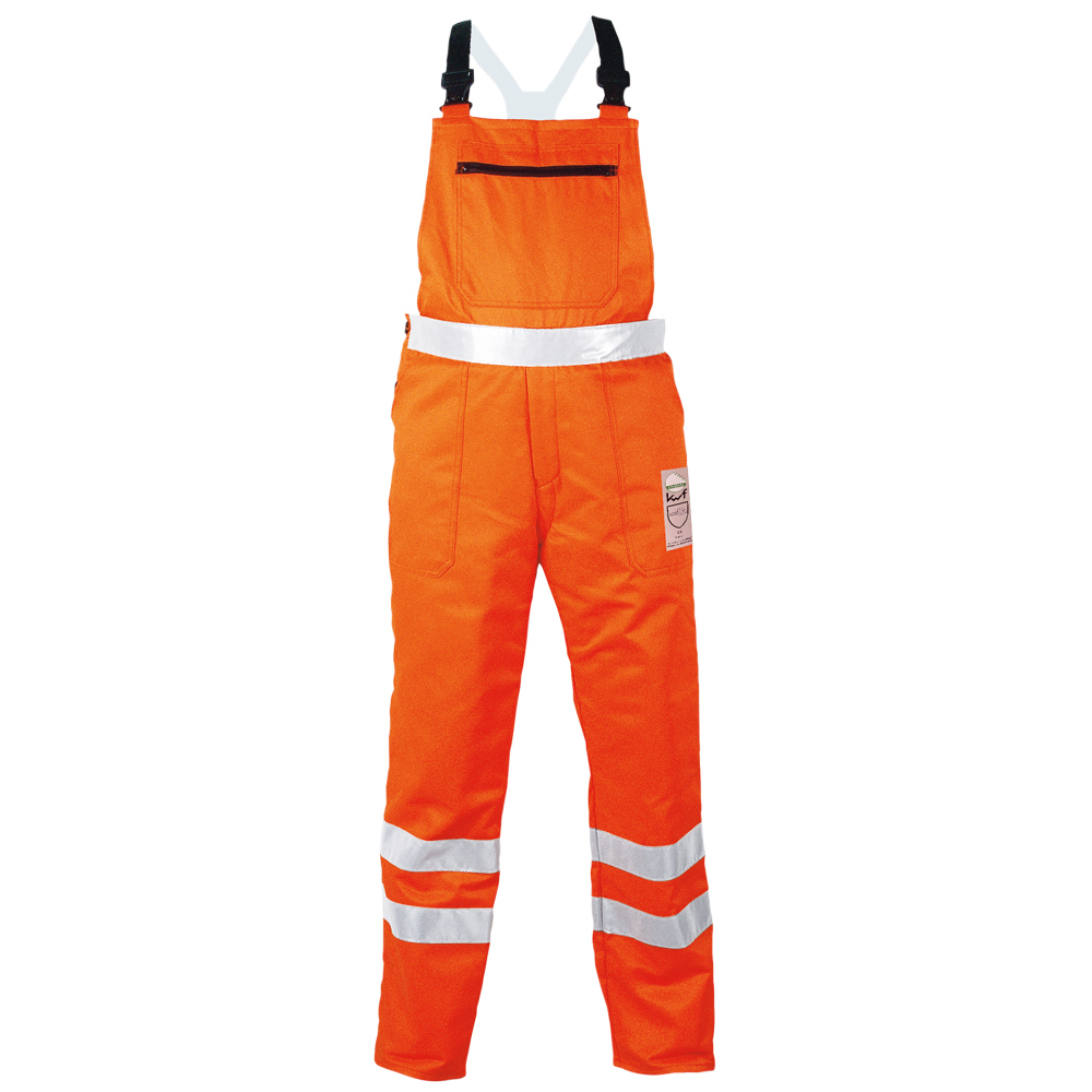 F-CRAFTLAND-Workwear, Warnschutz-Latzhose mit Schnittschutz, *BIRKE*, 245g/m², fluoreszierend orange
