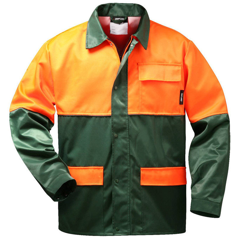 F-CRAFTLAND-Workwear, Arbeits-Berufs-Wetterschutz-Jacke, *EICHE*, grün/orange abgesetzt