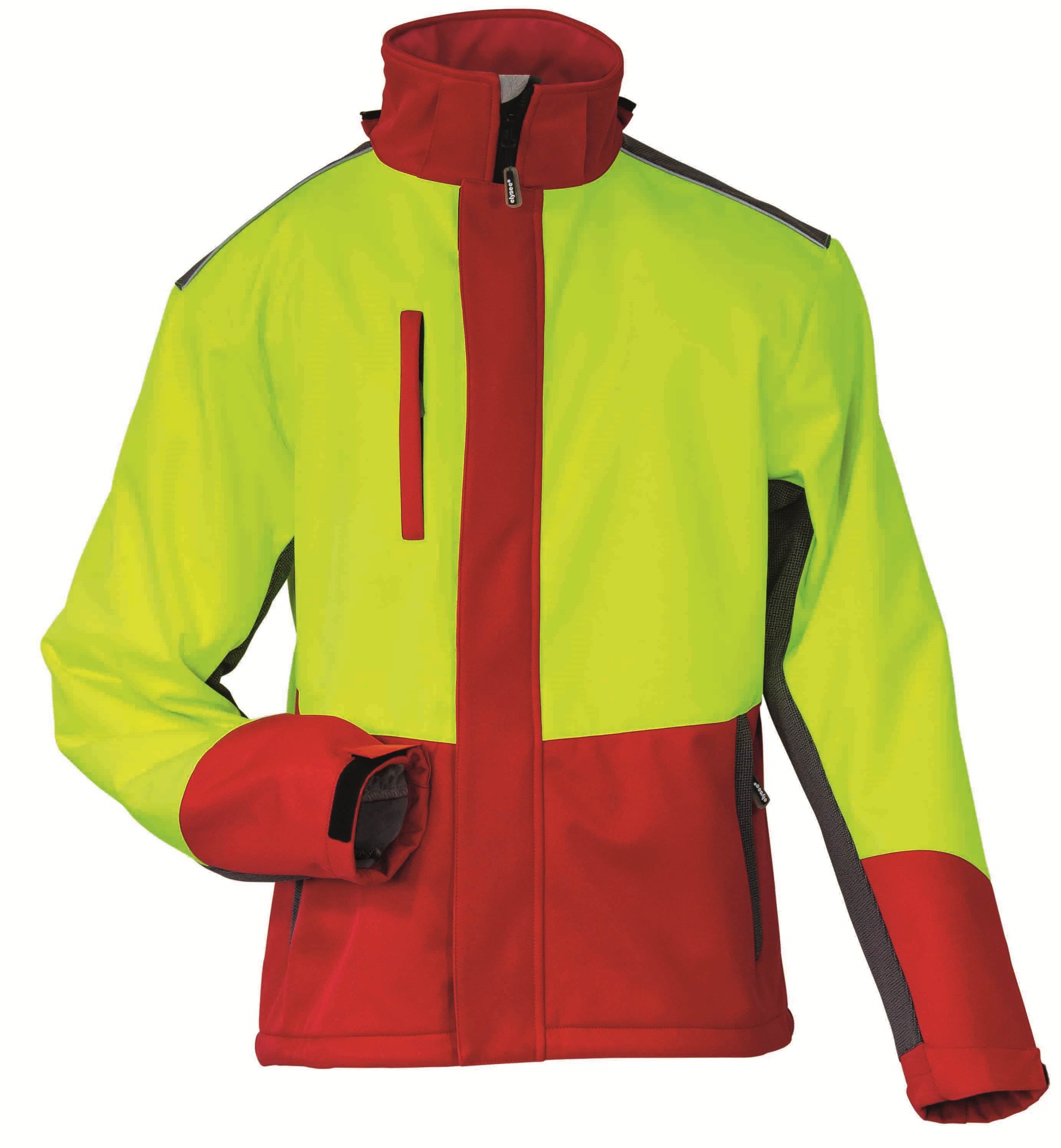 F-ELYSEE-Kälteschutz, -Waldarbeiter-Softshell Jacke, *SCHLEHE*, gelb/rot/schwarz

