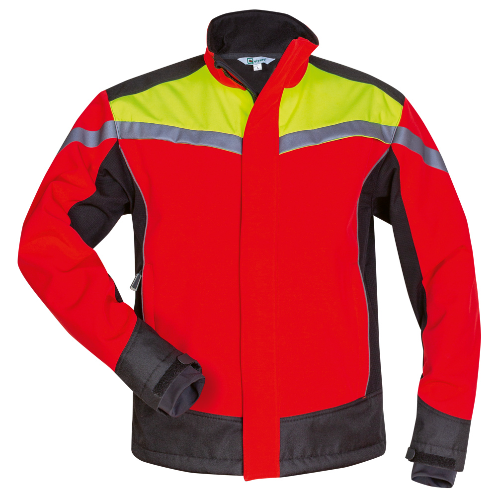F-ELYSEE-Workwear, Waldarbeiter-Softshell Jacke, *ESCHE*, rot/gelb/schwarz