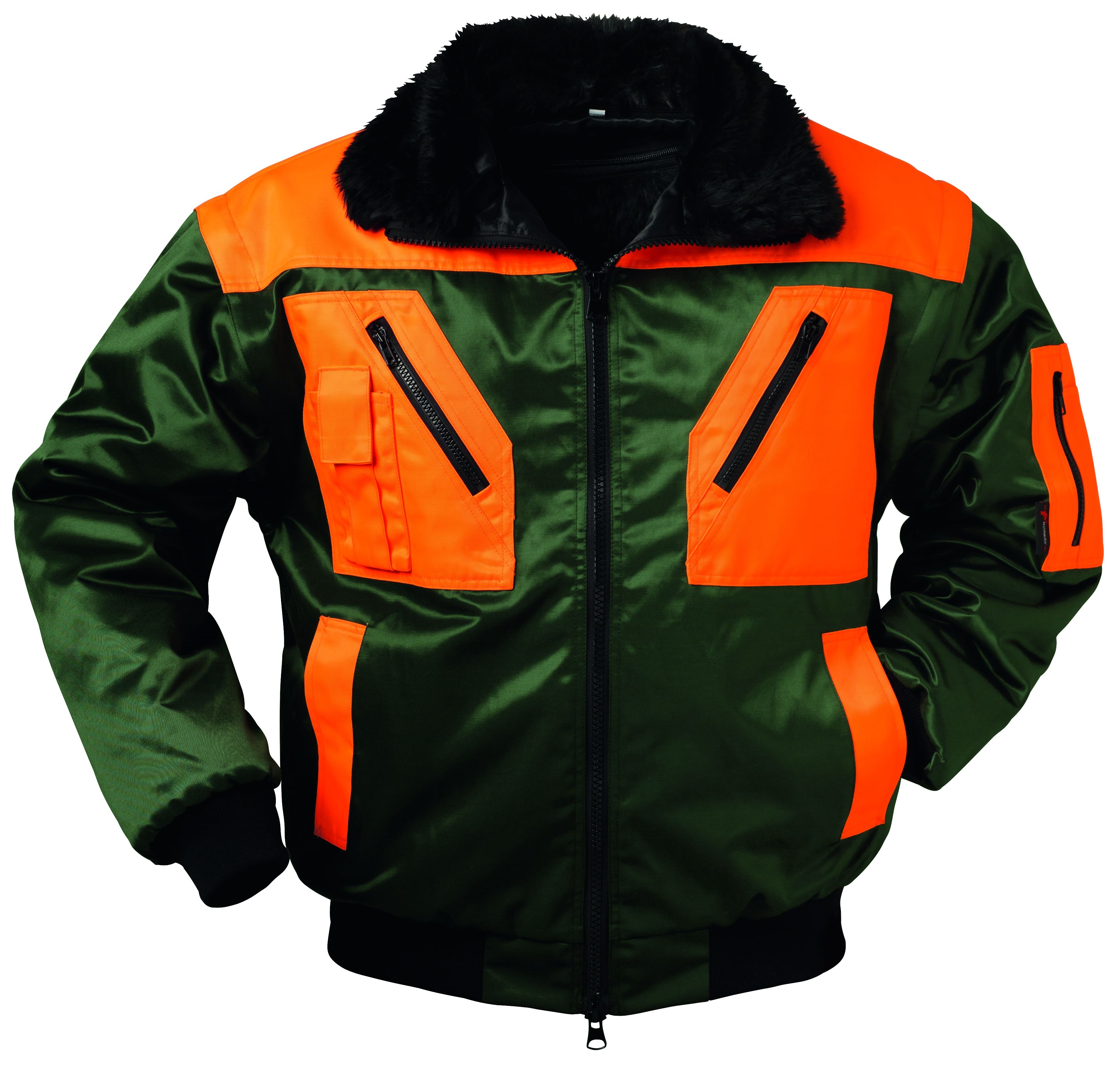 F-NORWAY-Kälteschutz, Winter-Piloten-Arbeits-Berufs-Jacke, ROTDORN, grün/orange
