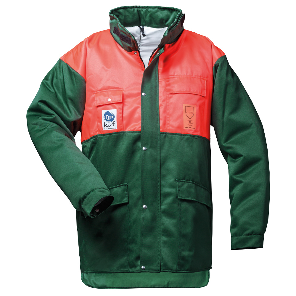 F-ELYSEE-Workwear, Schnittschutzjacke, *BUCHE*, grün/orange abgesetzt