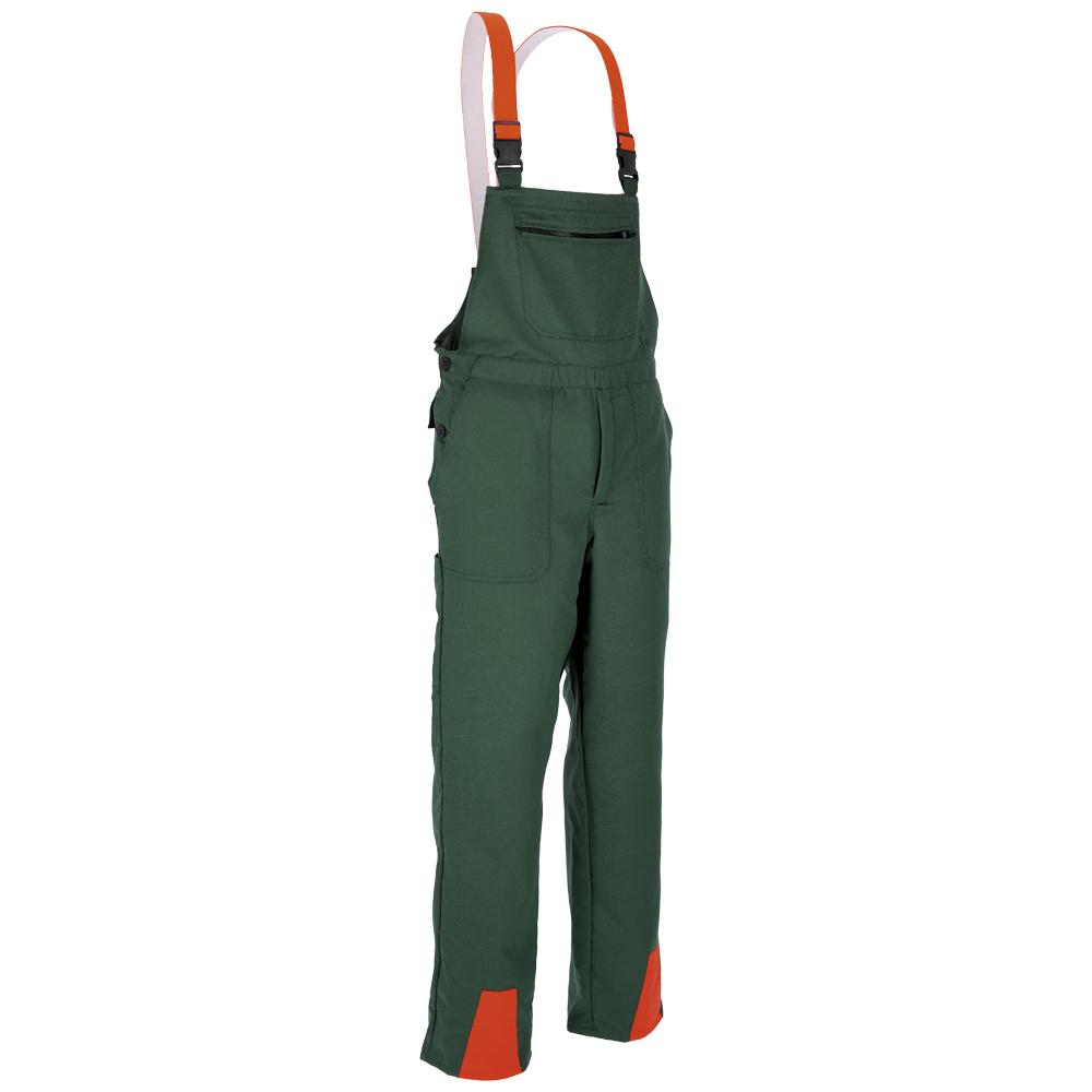 F-CRAFTLAND-Workwear, Latzhose mit Schnittschutz, *ERLE*, grün/orange abgesetzt