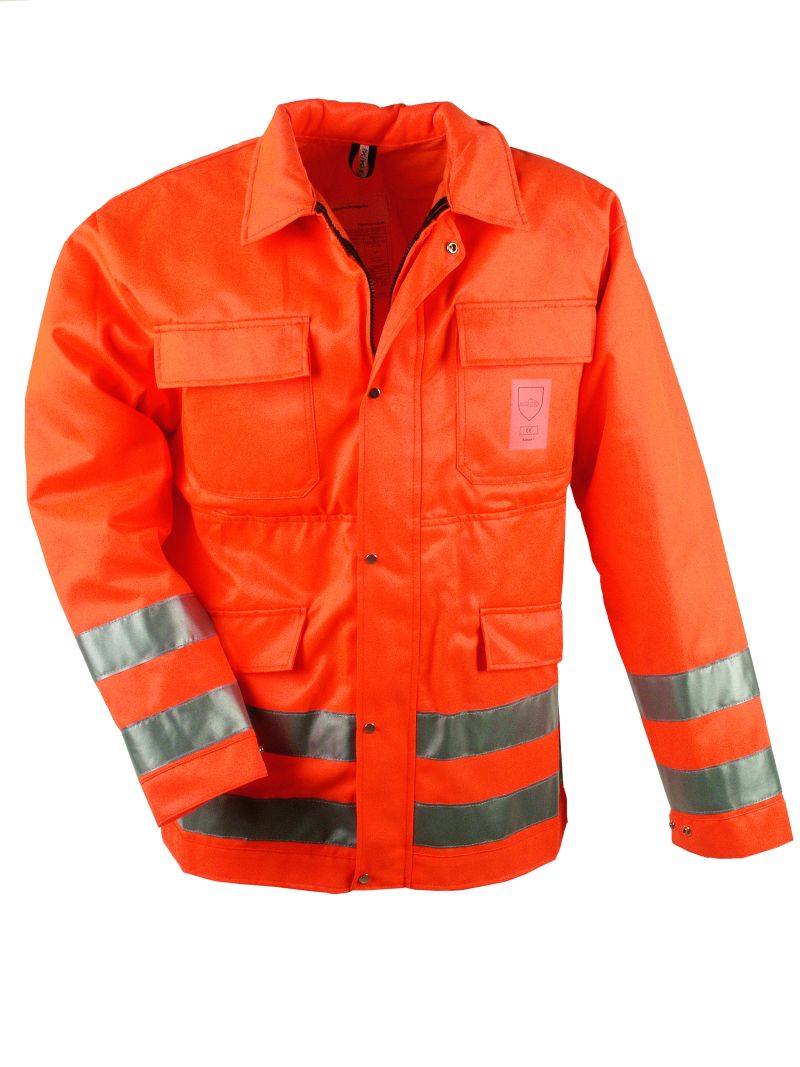 F-CRAFTLAND-Workwear, Warnschutzjacke mit Schnittschutz, *LINDE*, 245g/m², fluoreszierend orange