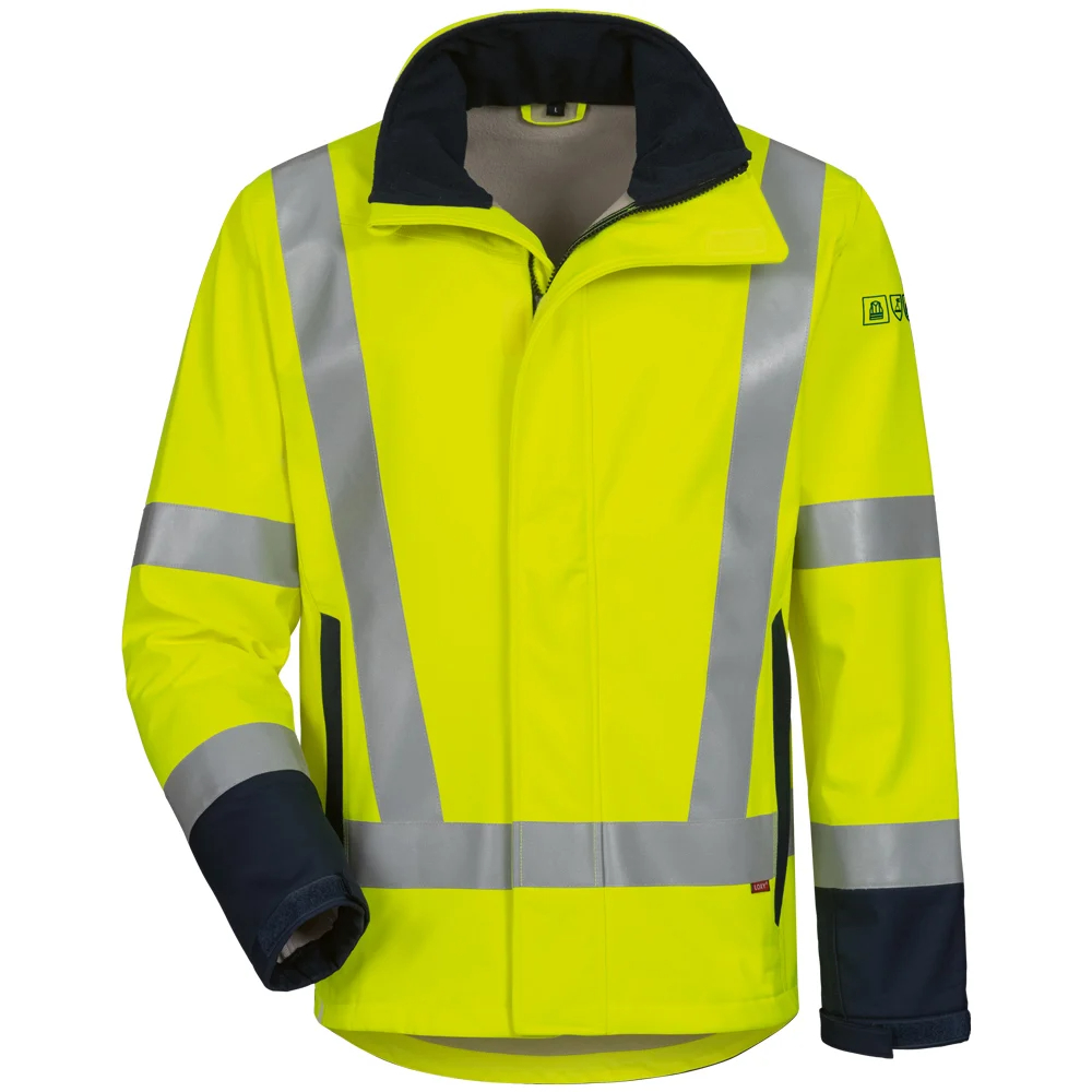 F-ELYSEE-Warnschutz, Warnschutz-Softshelljacke, KAAPO, warngelb/marine