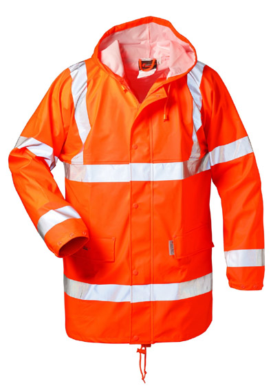 F-NORWAY-PU-Stretch-Warnschutz-Regenjacke, *FINN*, 190g/m², fluoreszierend orange