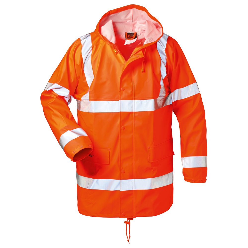 F-NORWAY-Warnschutz, PU-Stretch-Warnschutz-Regenjacke, *FINN*, 190g/m², fluoreszierend orange