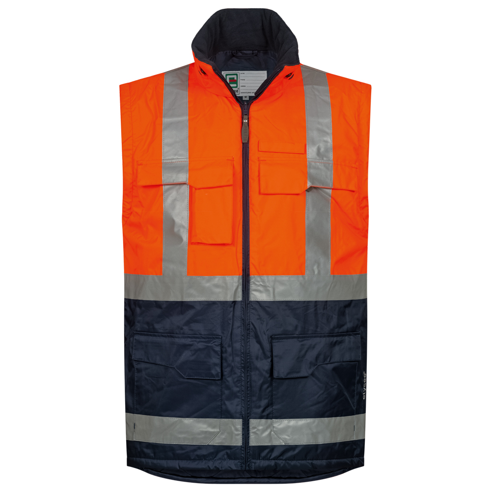 F-ELYSEE-Warnschutz, 4 in 1-Warnschutz-Parka, *WALLACE*, fluoreszierend orange/marine abgesetzt