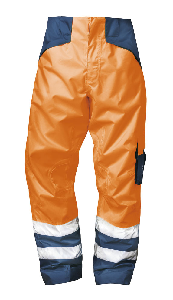 F Warnschutzhose Arbeitshose Warnschutz Warnkleidung Warnhose HITCHCOCK orange marine
