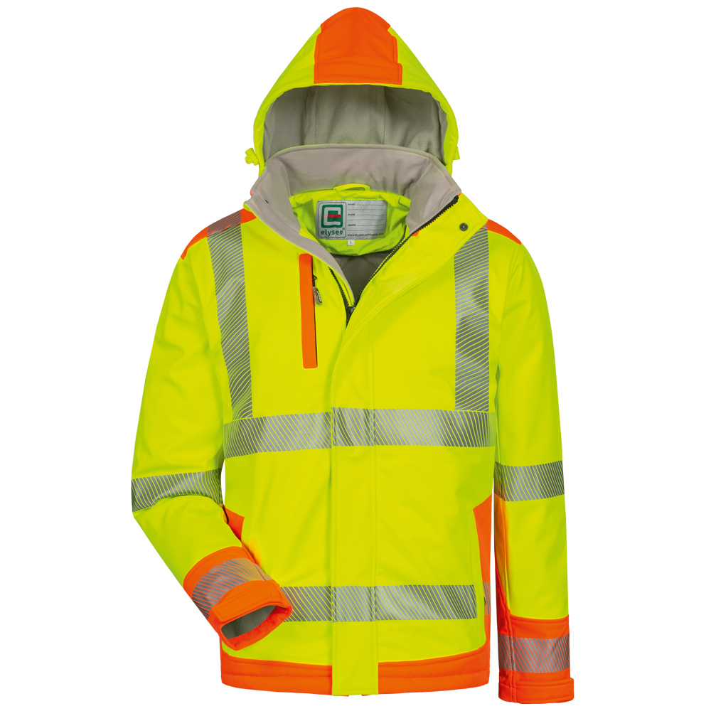 F-ELYSEE-Warnschutz, Warnschutz-Softshell-Jacke, *RICKMER*, fluoreszierend gelb/orange