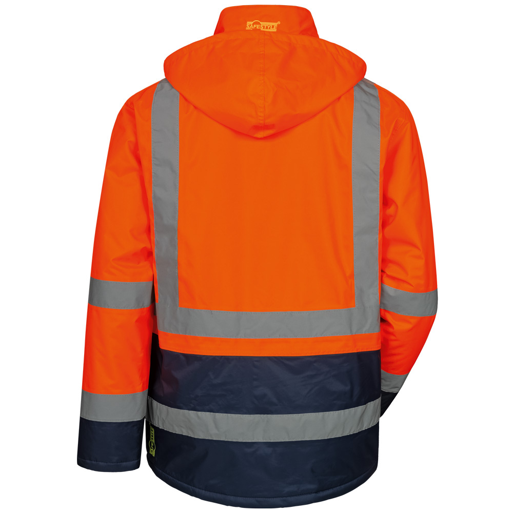 F-Warnschutz, Warnschutzparka, *STEFAN*, fluoreszierend orange/marine