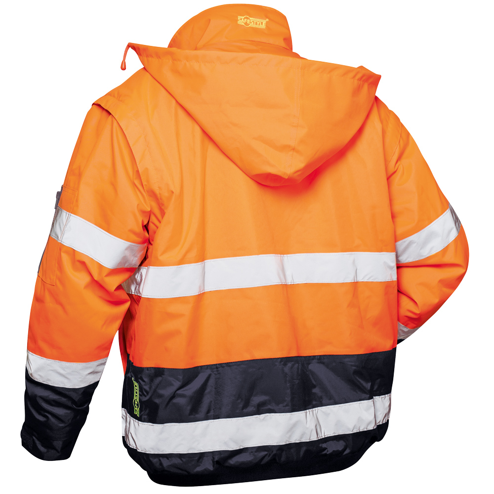 F-SAFESTYLE-Warnschutz, Warnschutz-Pilotenjacke, *OTTO*, fluoreszierend orange/marine abgesetzt