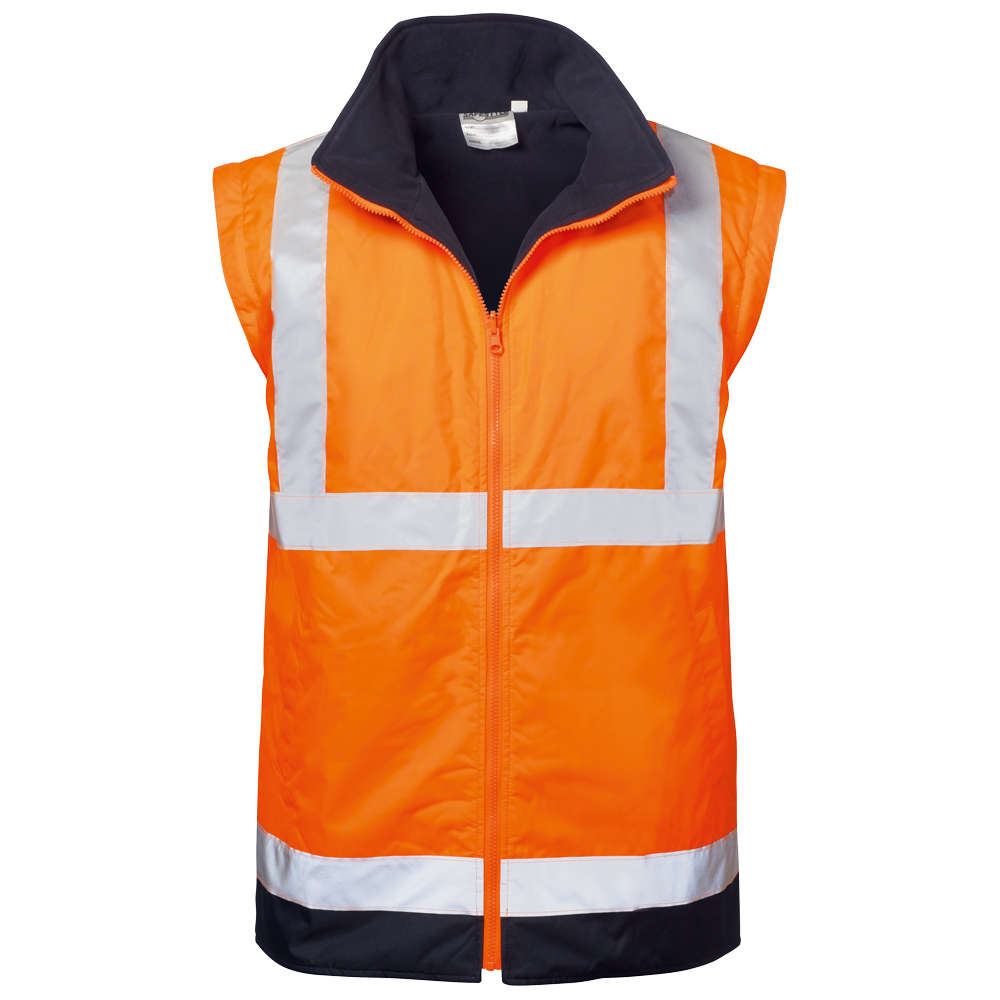 F-SAFESTYLE-Warnschutz, 4 in 1-Warnschutzparka, *TRAVIS*, fluoreszierend orange/marine abgesetzt