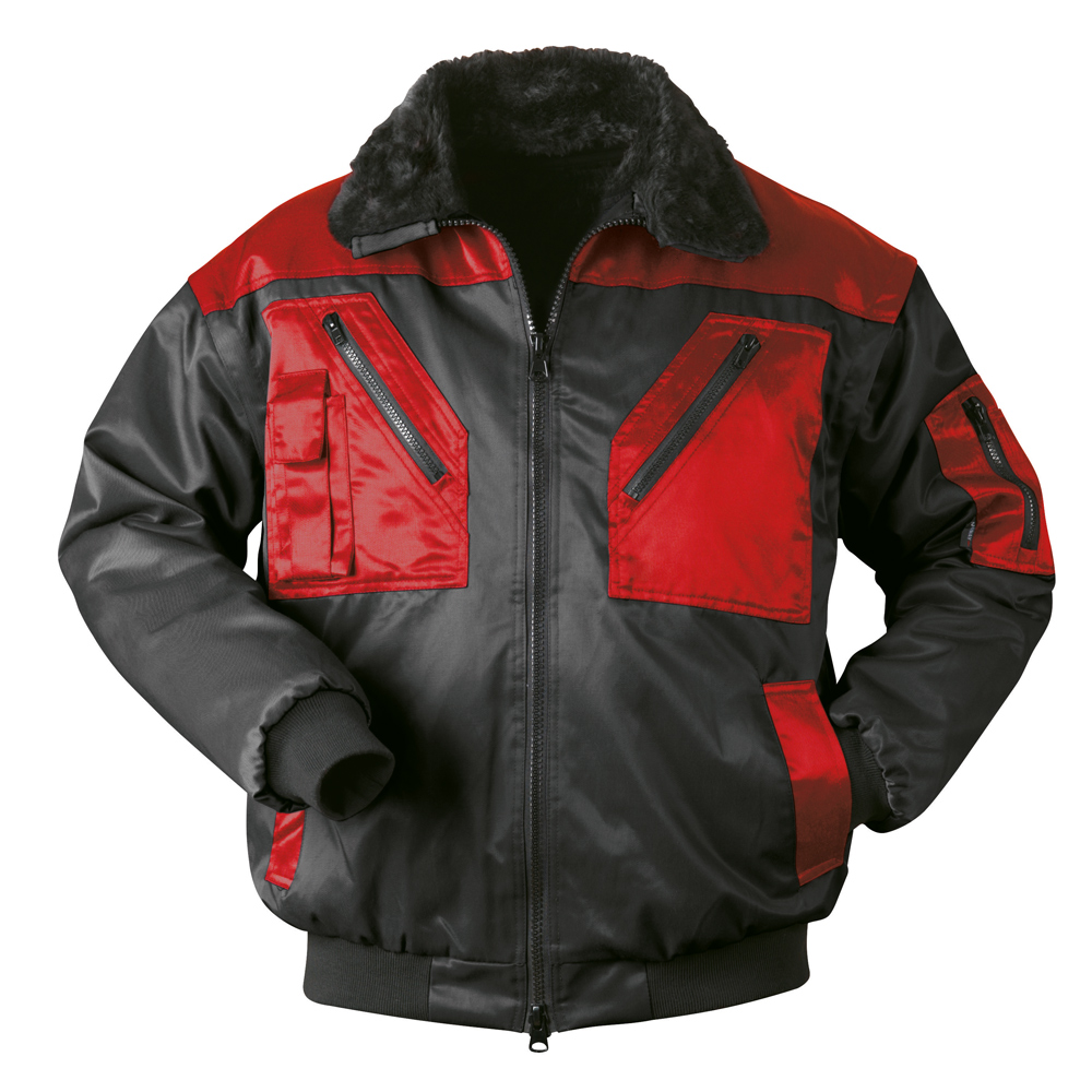 F-NORWAY-Pilotenjacke, *LEVANGER*, 250g/m², schwarz/rot abgesetzt