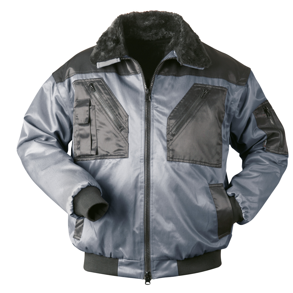 F-NORWAY-Pilotenjacke, *TROMSOE*, 250g/m², grau/schwarz abgesetzt