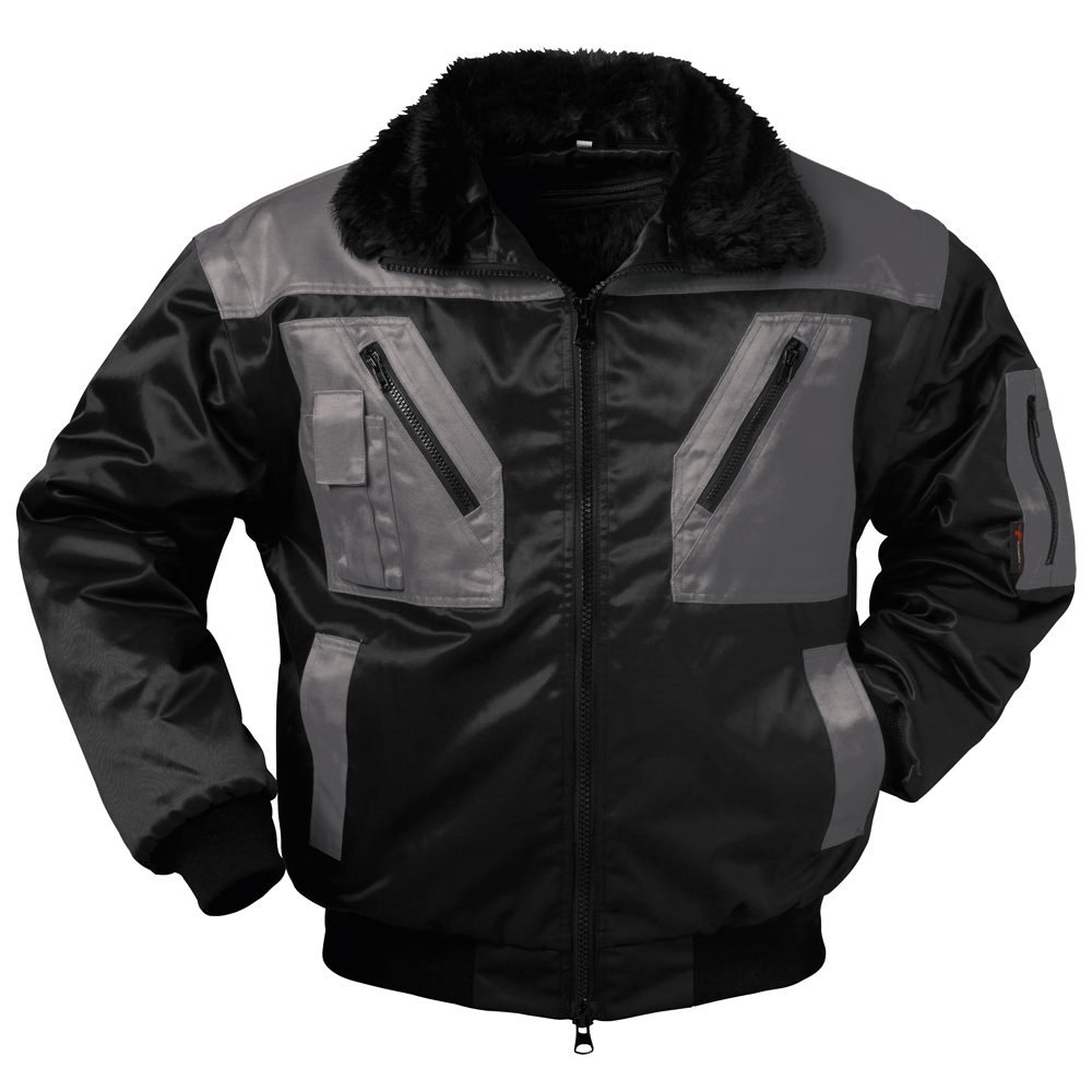 F-NORWAY-Pilotenjacke, *ASKIM*, 250g/m², schwarz/grau abgesetzt
