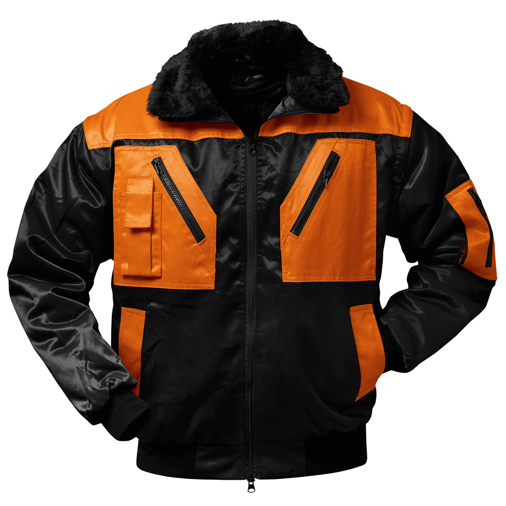 F-NORWAY-Pilotenjacke, *OSLO*, 250g/m², schwarz/orange abgesetzt