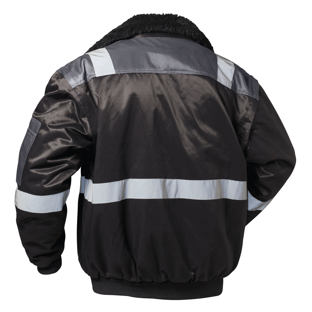 F-NORWAY-Pilotenjacke mit Reflexstreifen, *KIRKENES*, 250g/m², schwarz/grau