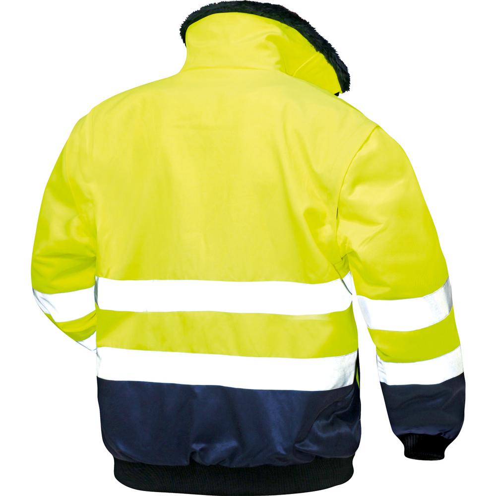 F-NORWAY-Warnschutz, Warnschutz-Pilotenjacke, *GUNNAR*, 250g/m², fluoreszierend gelb/marine abgesetzt