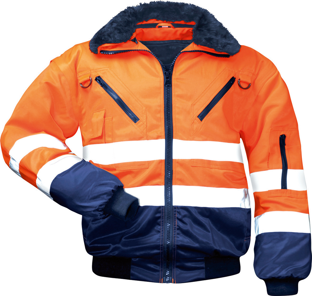 F-NORWAY-Warnschutz, Warnschutz-Pilotenjacke, *ERIK*, 250g/m², fluoreszierend orange/marine abgesetzt