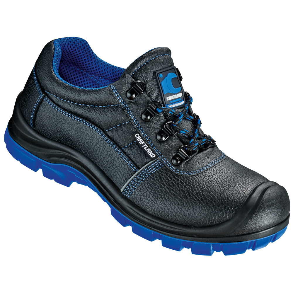 F-S1-CRAFTLAND-Fußschutz, Sicherheitshalbschuhe, *DANZIG ÜK*, schwarz/blau abgesetzt
