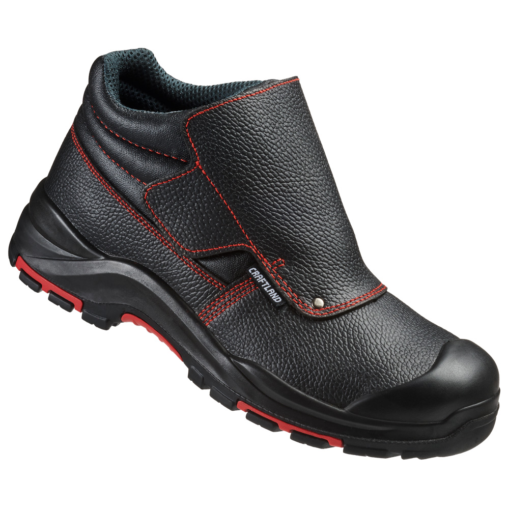 F-S3-CRAFTLAND-Fußschutz, Schweißer-Sicherheitsstiefel, *EISENACH ÜK*, schwarz/rot abgesetzt