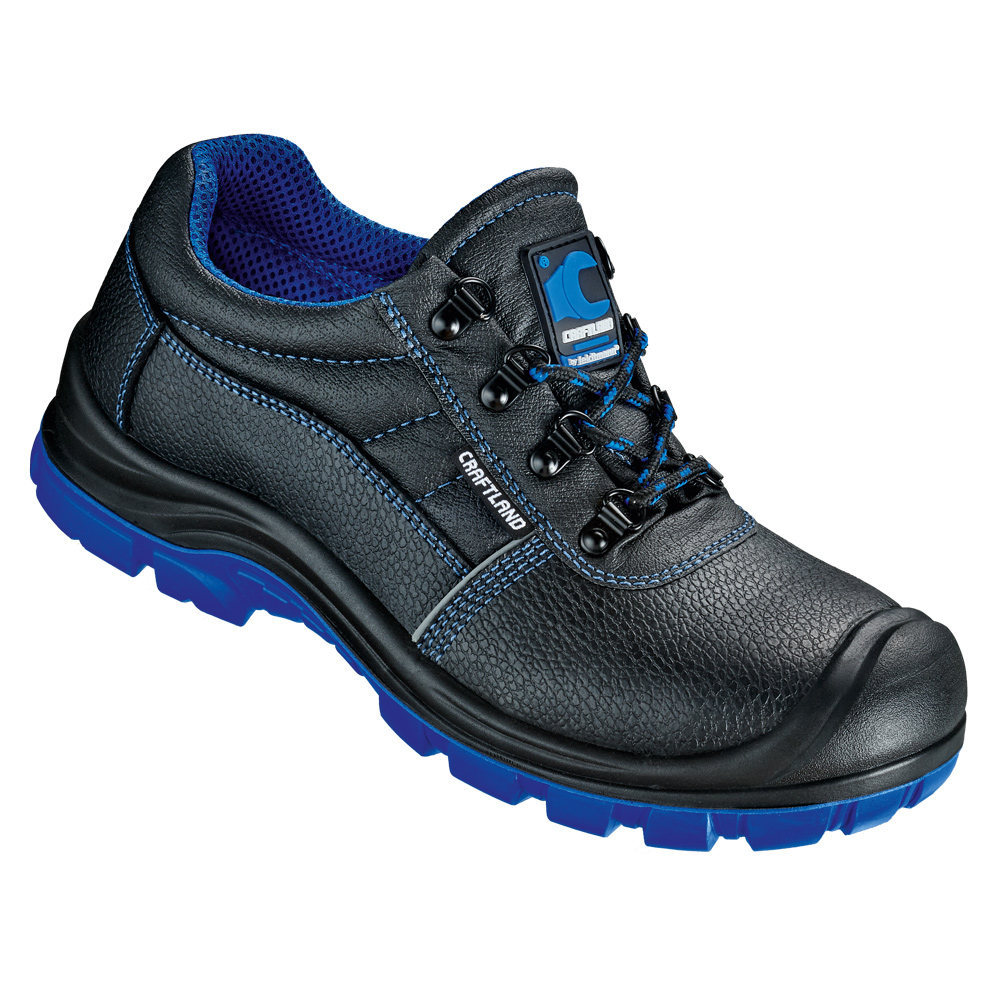 F-S3-CRAFTLAND-Fußschutz, Sicherheitshalbschuhe, *KRAKAU ÜK*, schwarz/blau abgesetzt