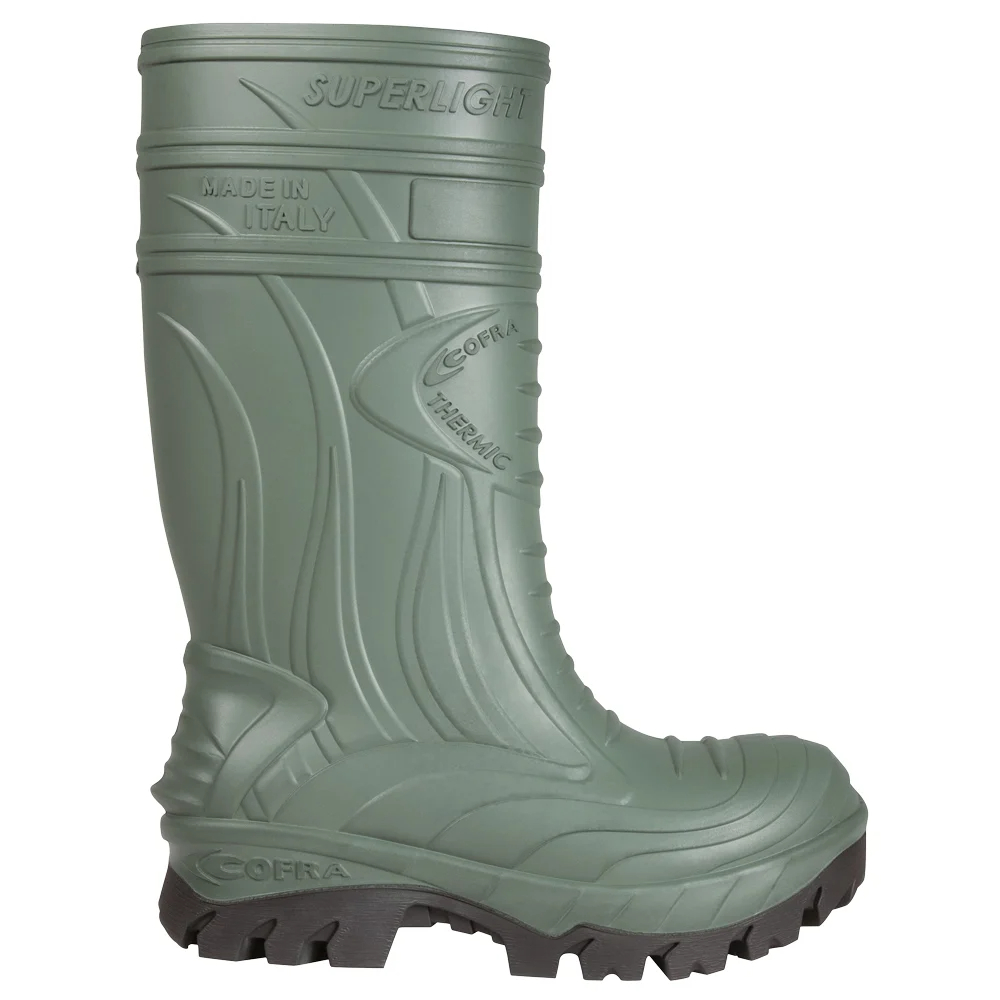 F-S5-COFRA-Fußschutz, PU-Stiefel, Gummistiefel, *FOGGIAE*, grün/beige-schwarz