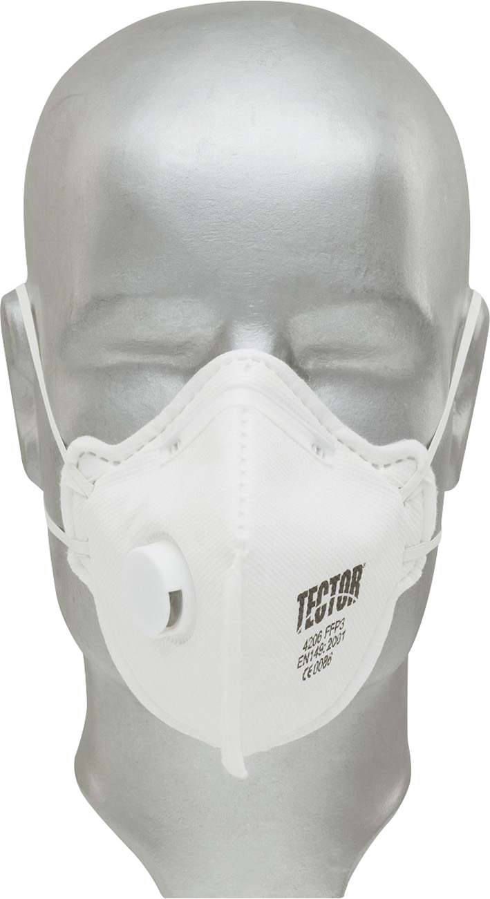 F-TECTOR PSA Atem-Mund-Schutz, Einweg-Fein-Staub-Filter-Maske, Faltmaske P3