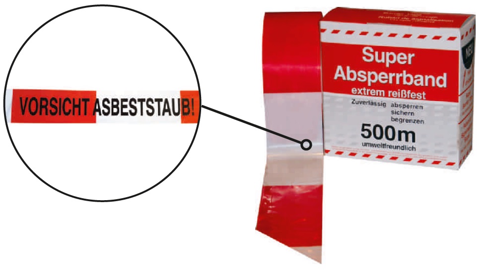 F-Absperrband, Achtung Asbeststaub  500 m