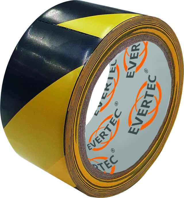 F-EVERTEC-Betriebsbedarf, Bodenmarkierungs- und Warnband, 50 mm x 25 m, schwarz/gelb