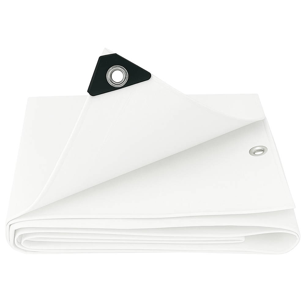 F-Feldtmann-Betriebsbedarf, PE-Gewebeplane, mit Aluminium Ösen, 250g/m², weiß