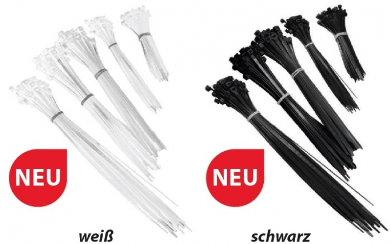 F-Kabelbinder-Set, verschiedene Größen, schwarz, VE = 10 Pkg. á 250 Stk.