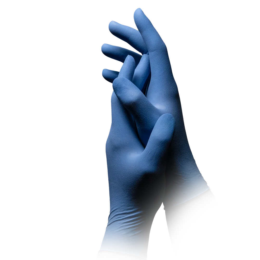 AMPRI-Einwegschutz, Einweg-Latex-Untersuchungshandschuhe, puderfrei, unsteril, blau, Pkg. á 100 Stück, VE = 1 Pkg.