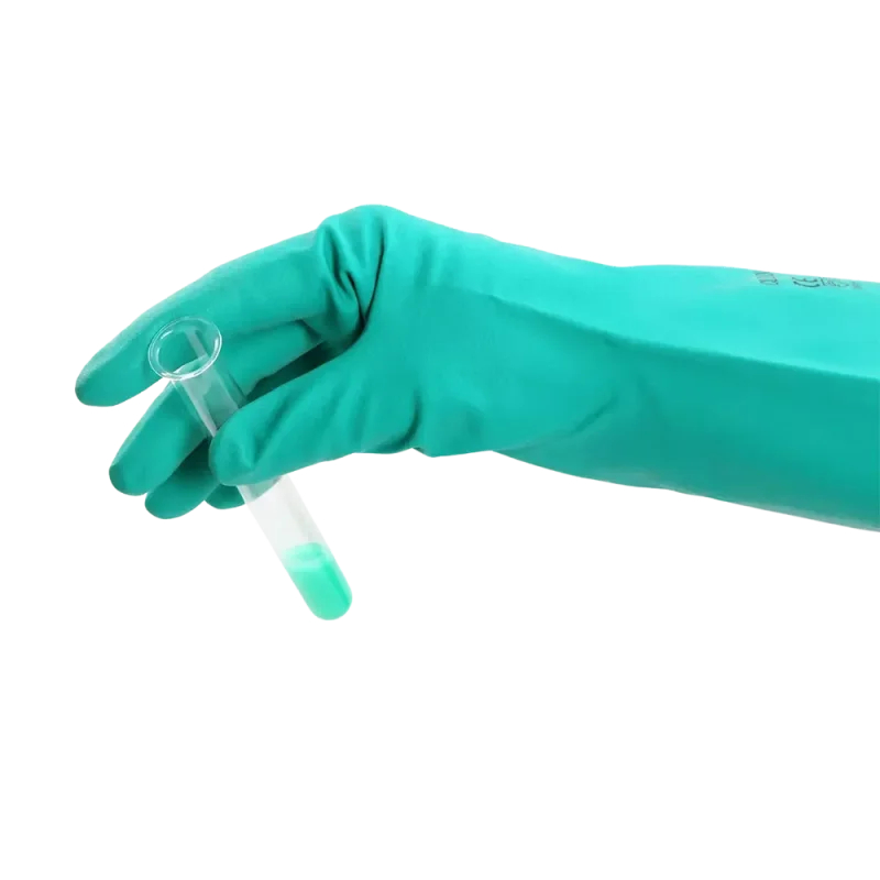 AMPRI-Einwegschutz, Niril-Industriehandschuhe, CLEAN EXPERT NITRIL, chloriert, latexfrei, baumwollbeflockt, VE = Pkg. á 12 Paar, grün
